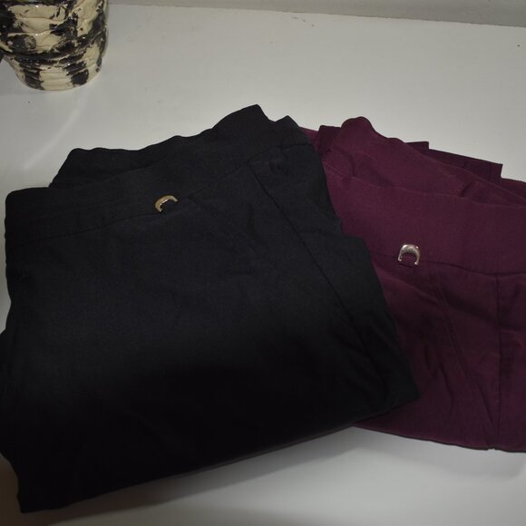 2 pairs of Rafaella Sateen Pants - Sz 18 - Black & Burgandy - Picture 7 of 10